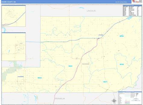 Adams County, WA Zip Code Wall Map Basic Style by MarketMAPS - MapSales