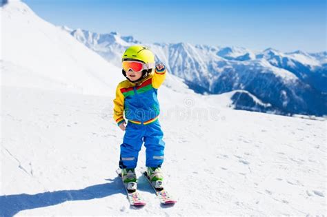 Kids Winter Snow Sport. Children Ski. Family Skiing. Stock Photo ...