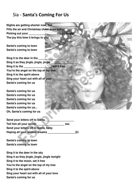 Santa is coming for us - Sia´s song - ESL worksheet by dr.Jane