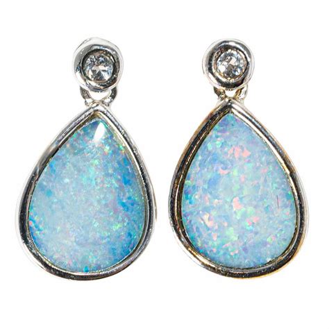 DIVINE SOLACE STERLING SILVER AUSTRALIAN OPAL DROP EARRINGS