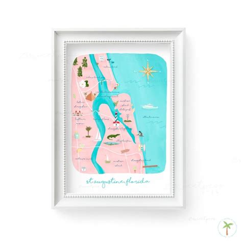 St Augustine Map Wall Art - Etsy