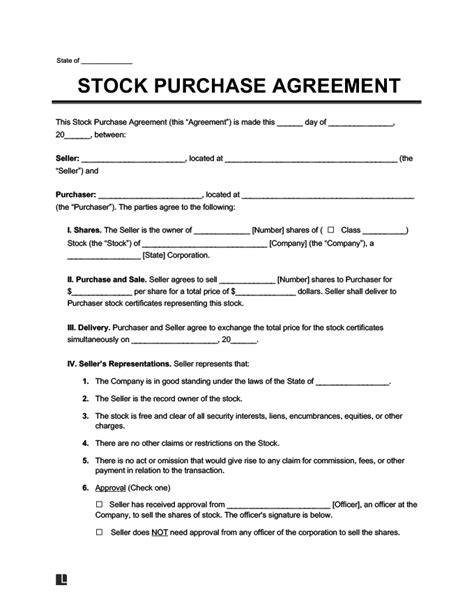 Free Stock (Shares) Purchase Agreement Template | PDF & Word