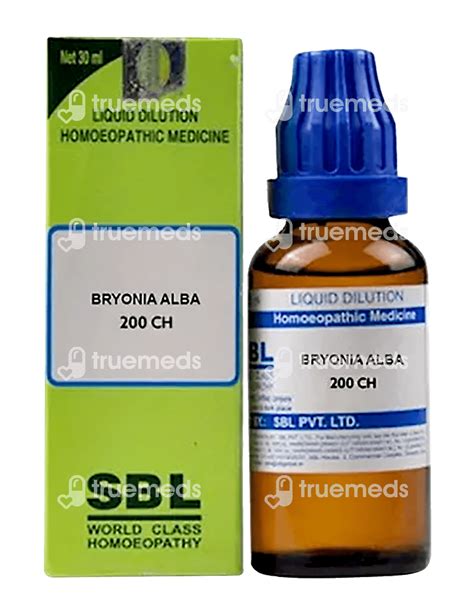 Sbl Bryonia Alba 200 Ch Dilution 30 Ml - Uses, Side Effects, Dosage ...