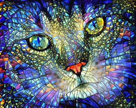 Stained Glass Cat Art by Peggy Collins | Cat wall art, Cat art, Art stained