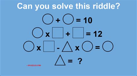 Circle Triangle Square Equation Riddle : Maths Puzzles And Riddles | Maths puzzles, Riddles ...