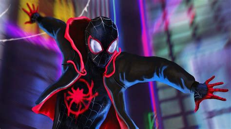 Download Miles Morales as Spider-Man in Into the Spider-Verse Wallpaper | Wallpapers.com