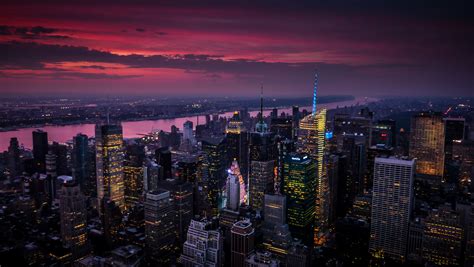 Bird's eye view of city lights during night time screenshot, york HD wallpaper | Wallpaper Flare