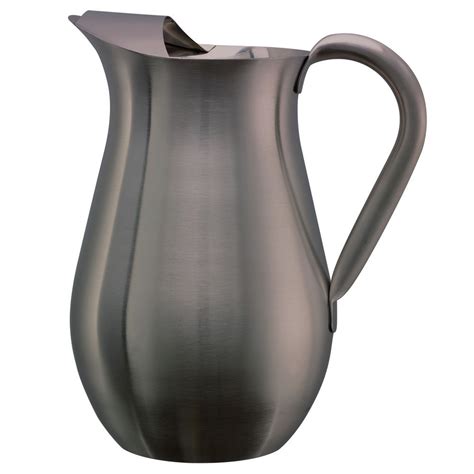 Service Ideas Bell Pitcher Ice Guard Stainless Steel Pitcher with Ice Guard 2 Liter Dark Tungsten