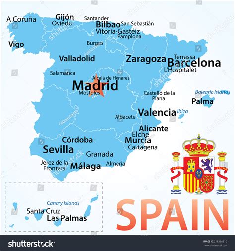 √ Spain Map With Cities : Spain Map With Borders Cities Capital And Administrative Divisions ...