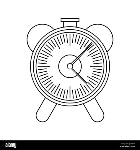 Clock alarm timer wake up black white outline icon - vector illustration Stock Vector Image ...