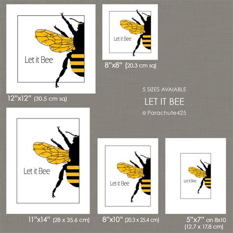 Let It Bee Bee Wall Art Print for Unique Home or Office Decor - Etsy