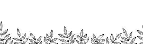 Monochrome horizontal seamless floral and leaf border on a white background. Abstract leave ...