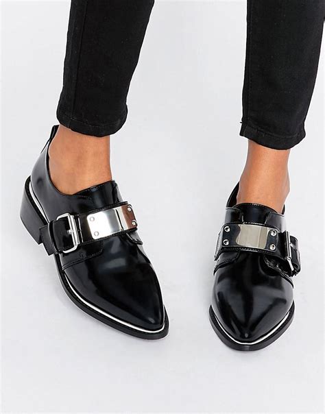 Lyst - Asos Mocha Pointed Flat Shoes in Black