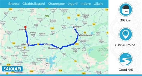 Bhopal to Ujjain by Road - Time, Distance & Travel Information