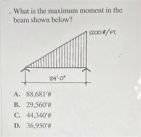 Solved What is the maximum moment in the beam shown below? | Chegg.com