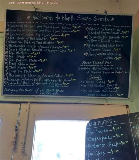 Online Menu of North Shore Grinds Restaurant, Honolulu, Hawaii, 96816 ...