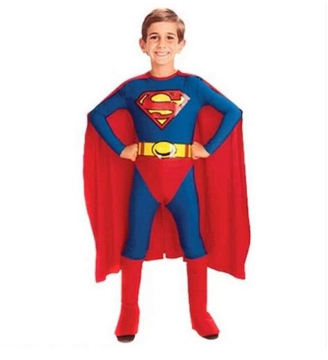 2017 Boys Superman Costumes Classic Superhero Costume with Cape Cosplay ...