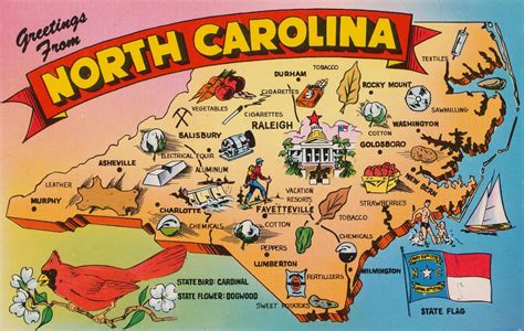 Mid-Century Map Postcard - North Carolina by Yesterdays-Paper on DeviantArt