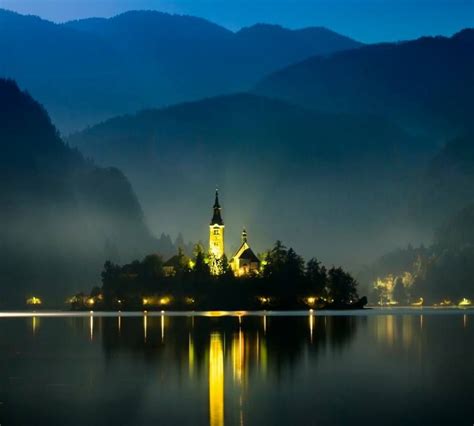 Lake Bled at night | Lake bled, Lake, Beautiful places