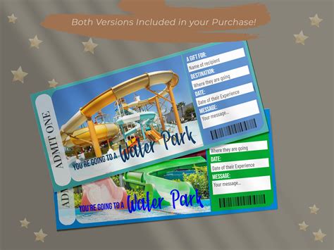 Printable KIDS WATER PARK Surprise Reveal Ticket, Gift Voucher ...