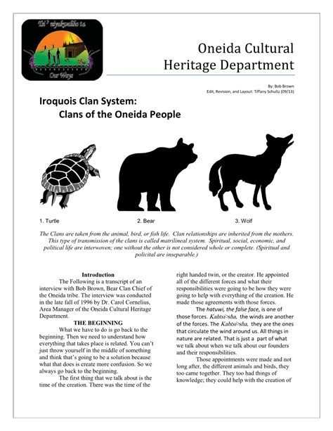 Iroquois Clan System Clans of the Oneida People - DocsLib