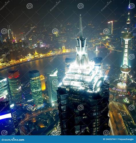 Shanghai Night View Overlooking the Stock Photo - Image of high, cityscape: 24426744