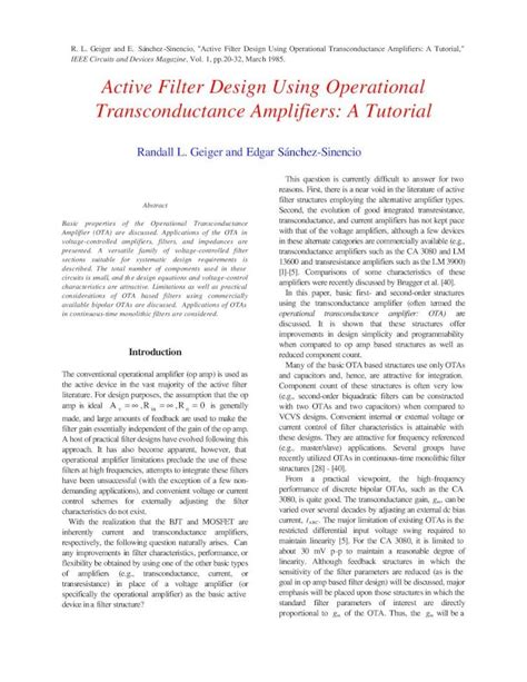 (PDF) Active Filter Design Using OTA a Tutorial - DOKUMEN.TIPS