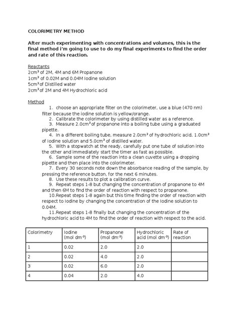 Colorimetry Method | PDF