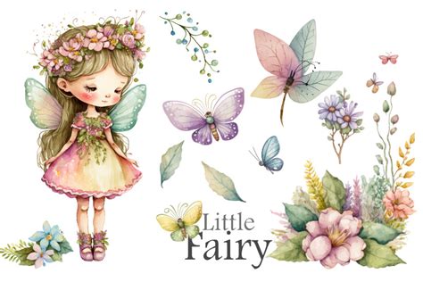 Little Fairy Cute Watercolor Clipart Graphic by Magiclily · Creative Fabrica