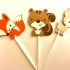 Woodland Animal Cupcake Toppers, Set of 12/ Woodland Baby Shower/ Woodland Birthday - Etsy