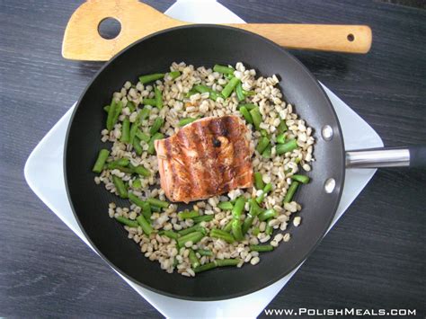 Salmon with Hulled Barley Recipe | Polish Meals & Cooking