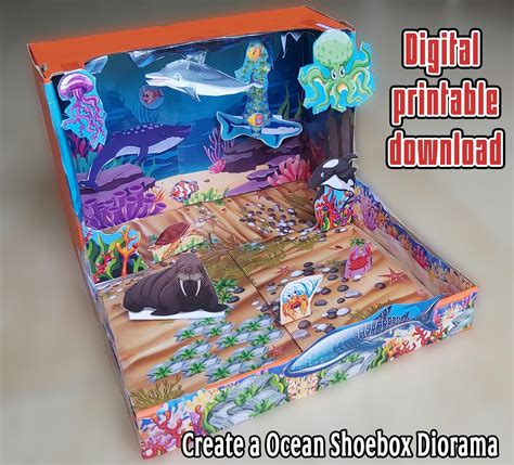 Printable Diorama Cut & Paste Shoebox Project, Create a Ocean Habitat ...