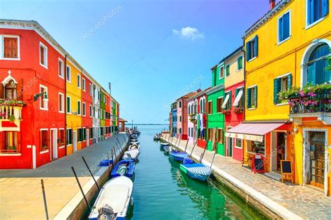 Venice landmark, Burano island canal, colorful houses and boats, Stock Photo by ©StevanZZ 31129547