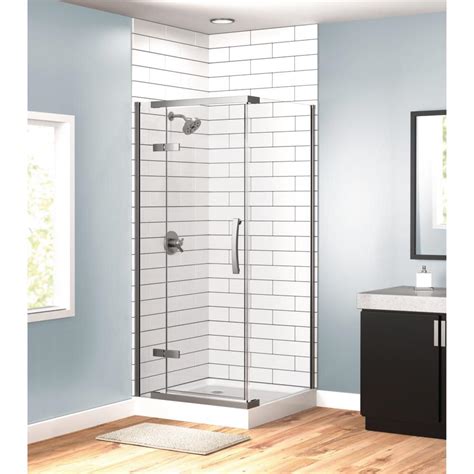 Delta 36 in. x 36 in. Frameless Corner Shower with Stainless Steel ...