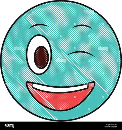 smiley big emoticon winking face drawing color image Stock Vector Image ...