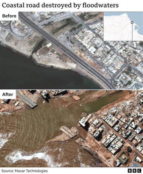 Libya flood: Satellite images and aerial photographs show destruction