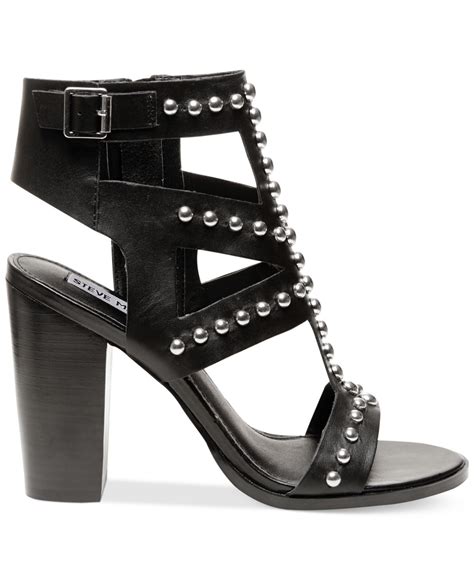 Steve Madden Women'S Serenna Studded Block Heel Dress Sandals in Black ...