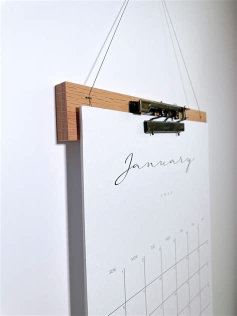 Wall Calendar With Wooden Frame Hanger Large Monthly Modern - Etsy