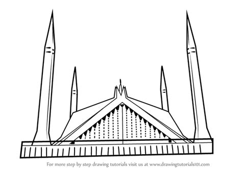 How to Draw Shah Faisal Mosque (Islam) Step by Step | DrawingTutorials101.com