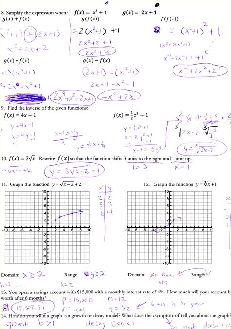 Representing Quadratic Functions Graphically Worksheet Answers ...