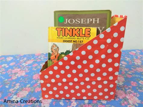 AMINA CREATIONS: DIY BOOK HOLDER/ DESK ORGANIZER FROM CEREAL BOX