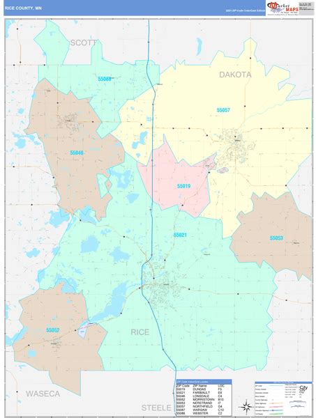 Rice County, MN Wall Map Color Cast Style by MarketMAPS