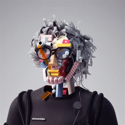 Digital Renderings Collage 3D Objects into Futuristic Self-Portraits by ...