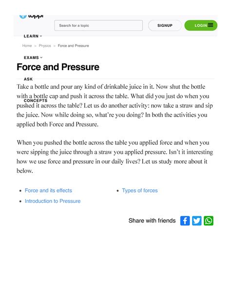 Force and Pressure- Types, Atmospheric Pressure, Examples and Videos ...