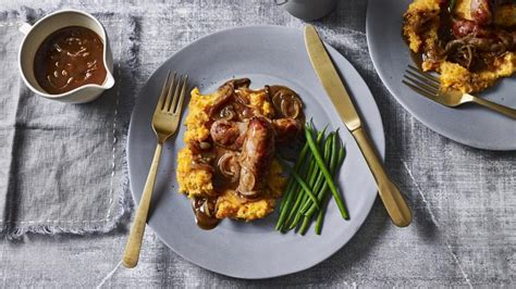 Bangers and sweet potato mash recipe - BBC Food