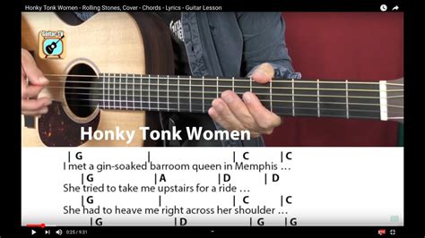 Honky Tonk Women - Rolling Stones, Cover - Chords - Lyrics - Easy Guitar Lesson - YouTube