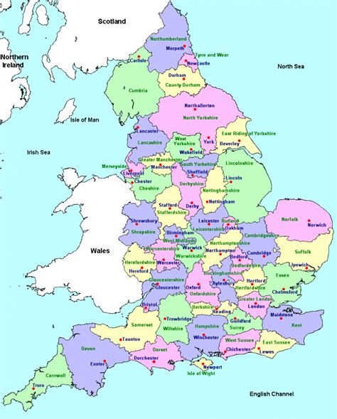 Mapa de Inglaterra - Inglaterra.ws