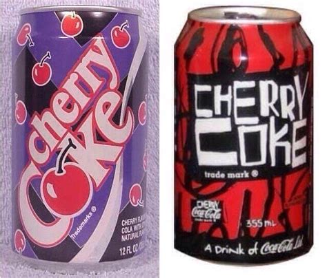 Cherry Coke, early-90s on left, and late 90s on right : r/nostalgia