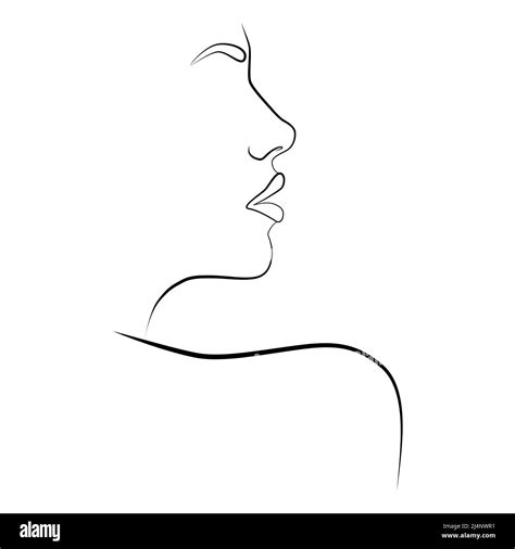 Portrait. A shadow. Female face, continuous drawing of lines. Abstract ...