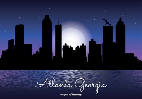 Atlanta Georgia Night Skyline Illustration - Download Free Vector Art ...